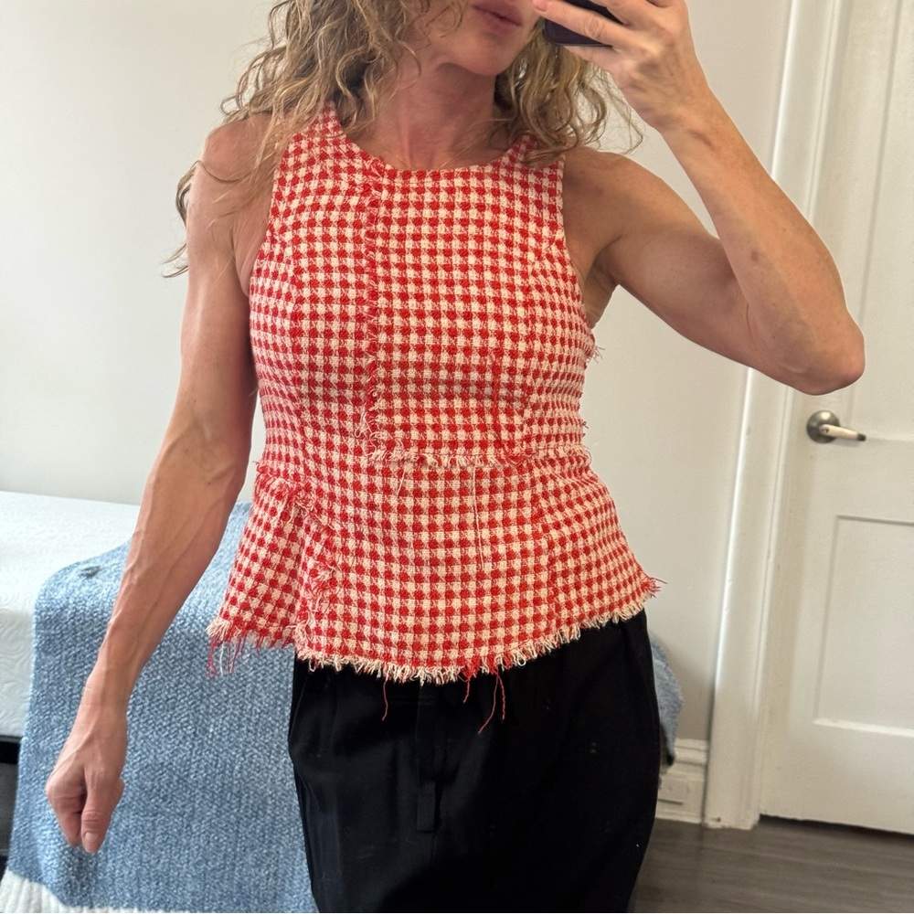 Maeve Red and White Checkered Top